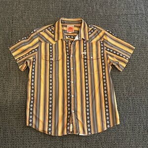 Sendero XXL pearl snap button down orange & black